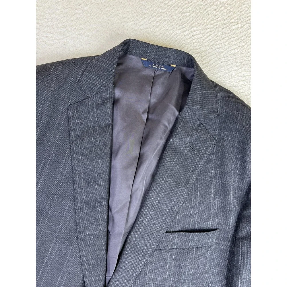 Brooks Brothers Suit Jacket Mens 44L Gray Plaid Drago Regent Wool 2 Button USA